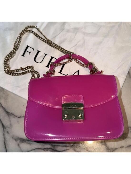 Furla Handbags - NEW Furla Candy Meringa Mini Crossbody Fuschia Hot‎ Pink PVC Rubber Top Handle